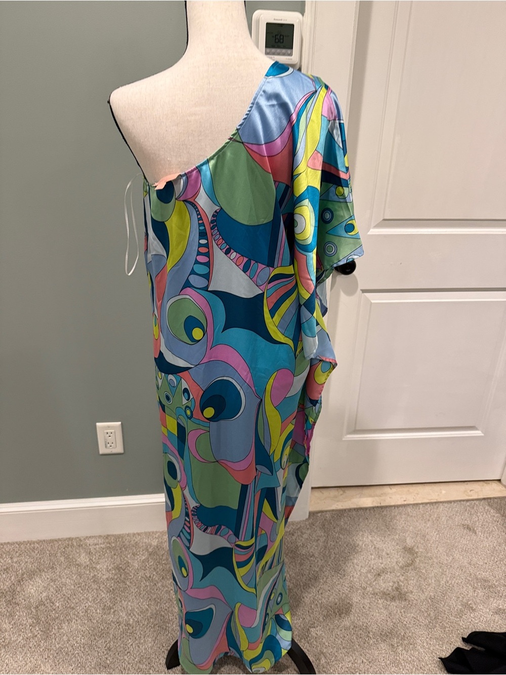 One shoulder satin show me your mumu geometric retro print dress - Picture 5 of 6
